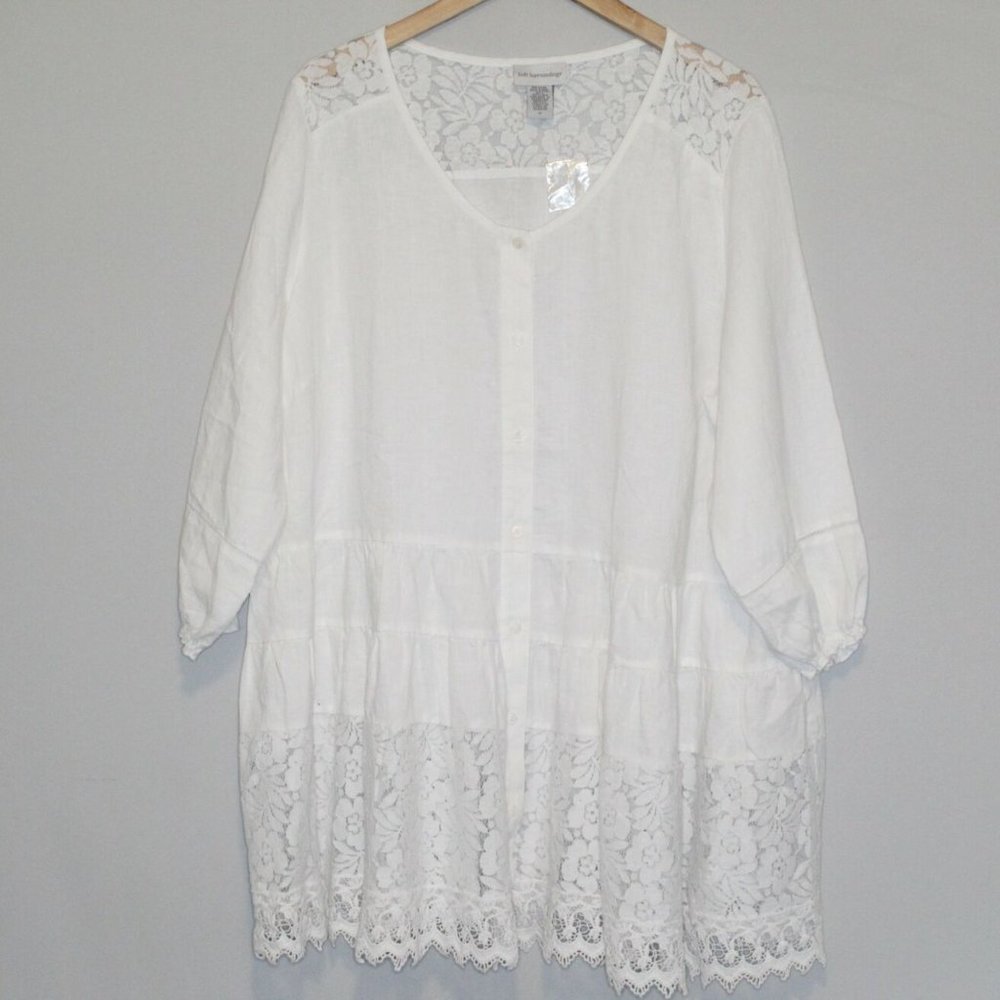 NWOT Soft Surroundings Linen Lace Tunic H10396 - Picture 2 of 9
